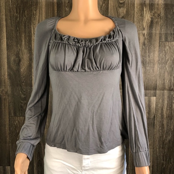 Gray Arden B. Long sleeve tie back top - Picture 1 of 6